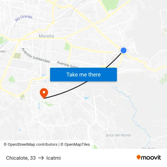 Chicalote, 33 to Icatmi map