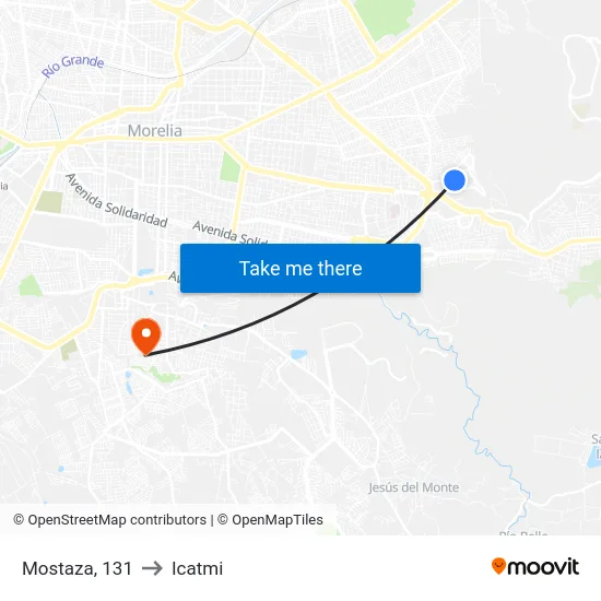 Mostaza, 131 to Icatmi map