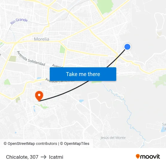 Chicalote, 307 to Icatmi map