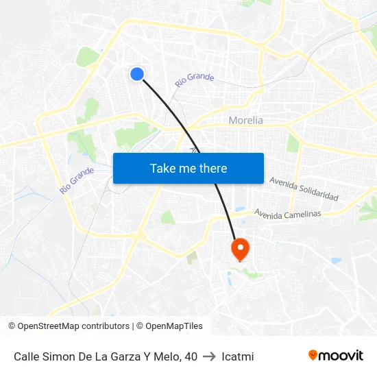 Calle Simon De La Garza Y Melo, 40 to Icatmi map