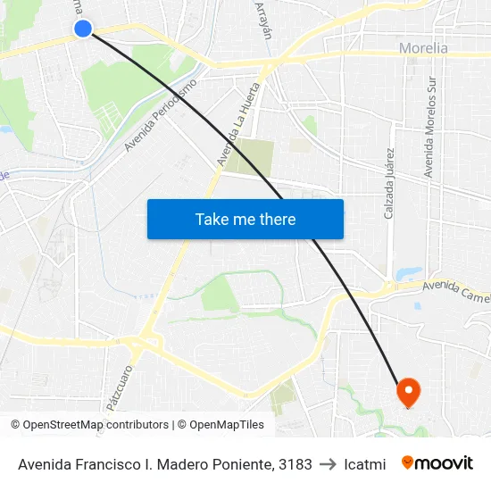 Avenida Francisco I. Madero Poniente, 3183 to Icatmi map