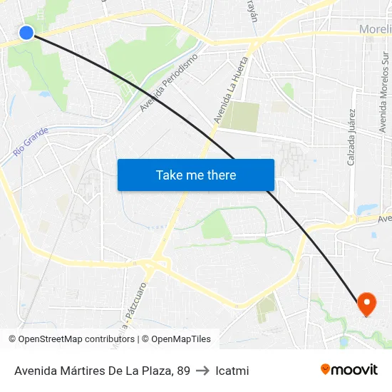 Avenida Mártires De La Plaza, 89 to Icatmi map