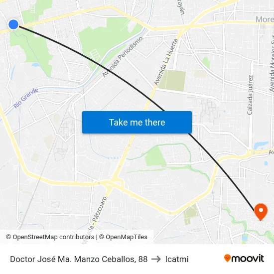 Doctor José Ma. Manzo Ceballos, 88 to Icatmi map