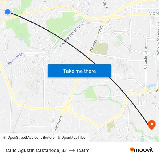 Calle Agustín Castañeda, 33 to Icatmi map