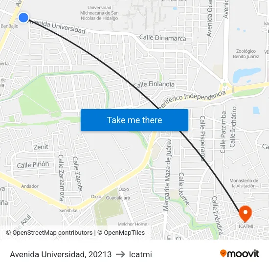 Avenida Universidad, 20213 to Icatmi map