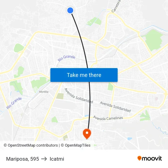 Mariposa, 595 to Icatmi map