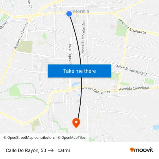 Calle De Rayón, 50 to Icatmi map