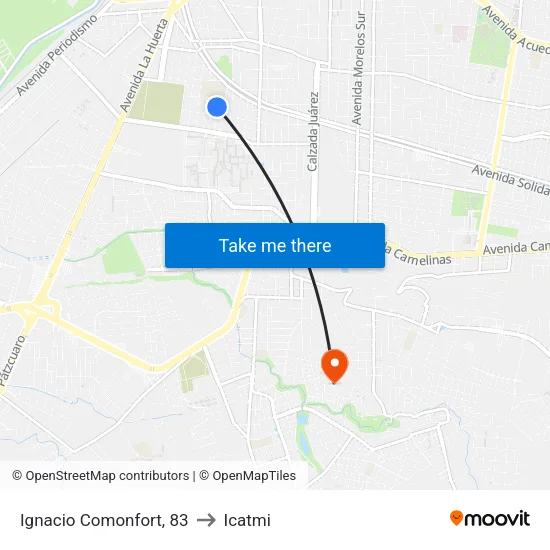 Ignacio Comonfort, 83 to Icatmi map