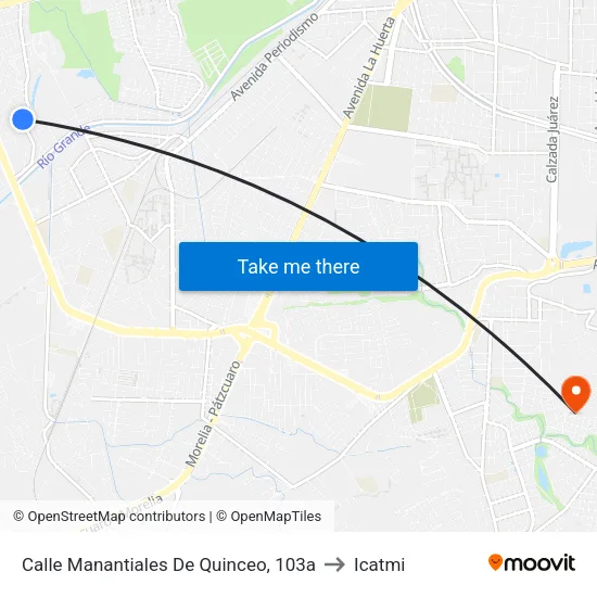 Calle Manantiales De Quinceo, 103a to Icatmi map