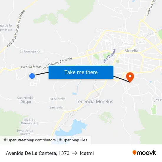 Avenida De La Cantera, 1373 to Icatmi map