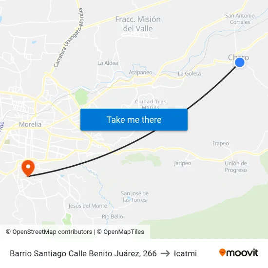 Barrio Santiago Calle Benito Juárez, 266 to Icatmi map