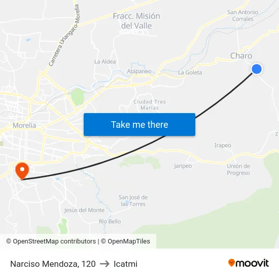 Narciso Mendoza, 120 to Icatmi map