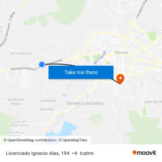 Licenciado Ignacio Alas, 194 to Icatmi map