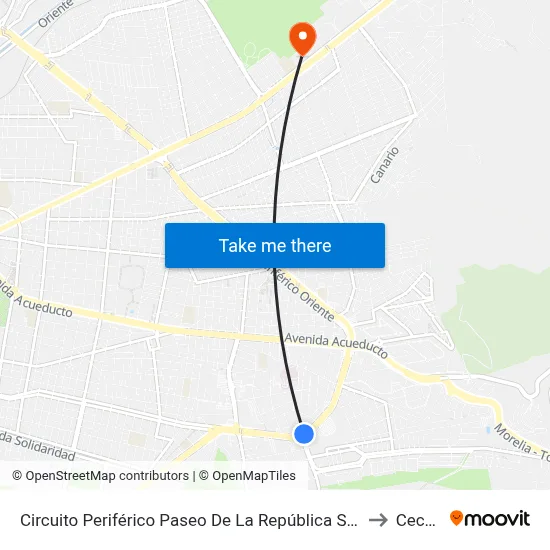 Circuito Periférico Paseo De La República Sector Nueva España, 3311 to Cecati 35 map