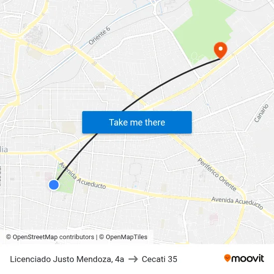 Licenciado Justo Mendoza, 4a to Cecati 35 map