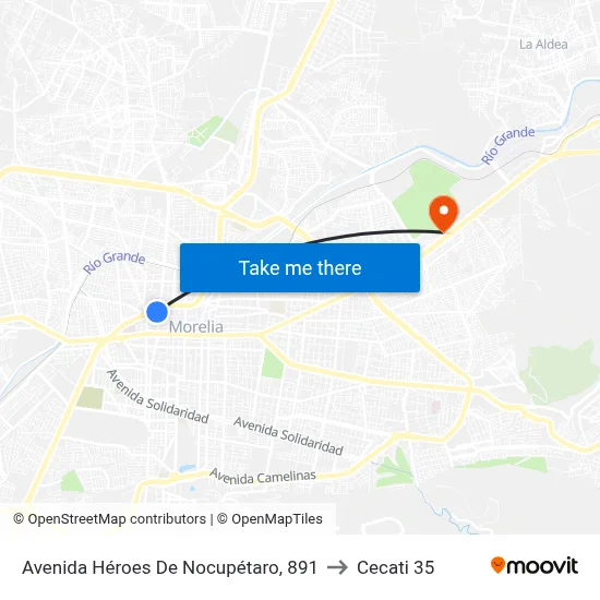 Avenida Héroes De Nocupétaro, 891 to Cecati 35 map