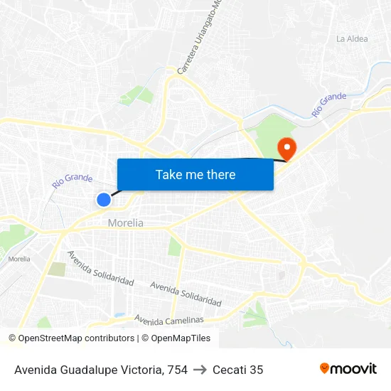 Avenida Guadalupe Victoria, 754 to Cecati 35 map