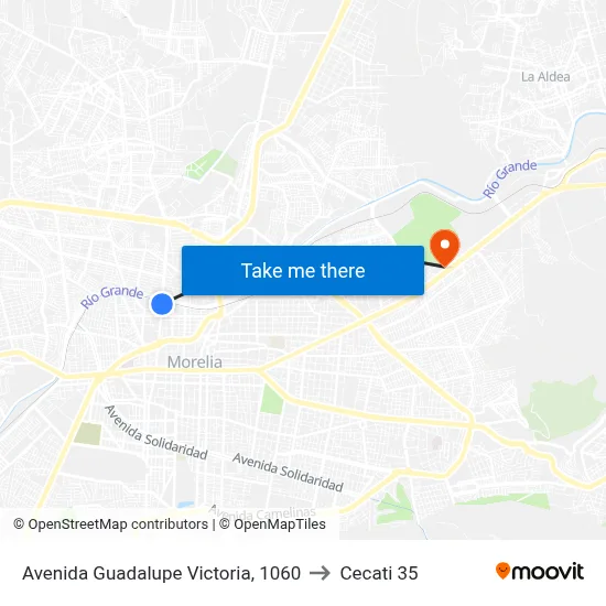 Avenida Guadalupe Victoria, 1060 to Cecati 35 map