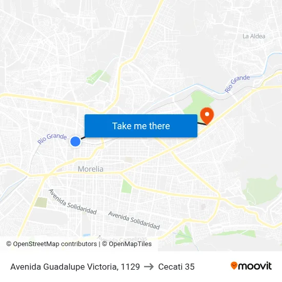 Avenida Guadalupe Victoria, 1129 to Cecati 35 map