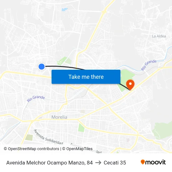 Avenida Melchor Ocampo Manzo, 84 to Cecati 35 map