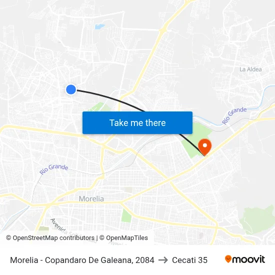 Morelia - Copandaro De Galeana, 2084 to Cecati 35 map