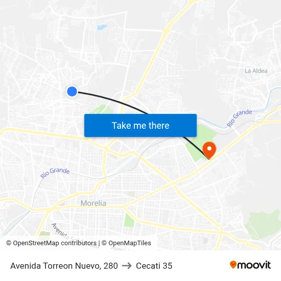 Avenida Torreon Nuevo, 280 to Cecati 35 map