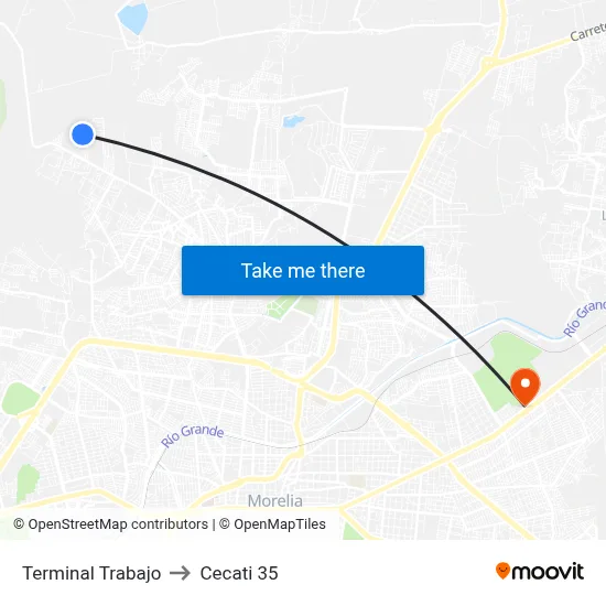 Terminal Trabajo to Cecati 35 map
