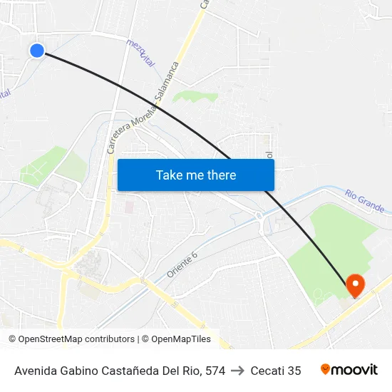 Avenida Gabino Castañeda Del Rio, 574 to Cecati 35 map