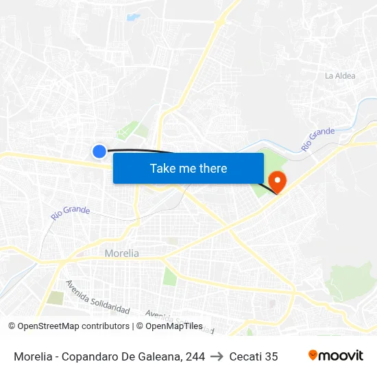 Morelia - Copandaro De Galeana, 244 to Cecati 35 map