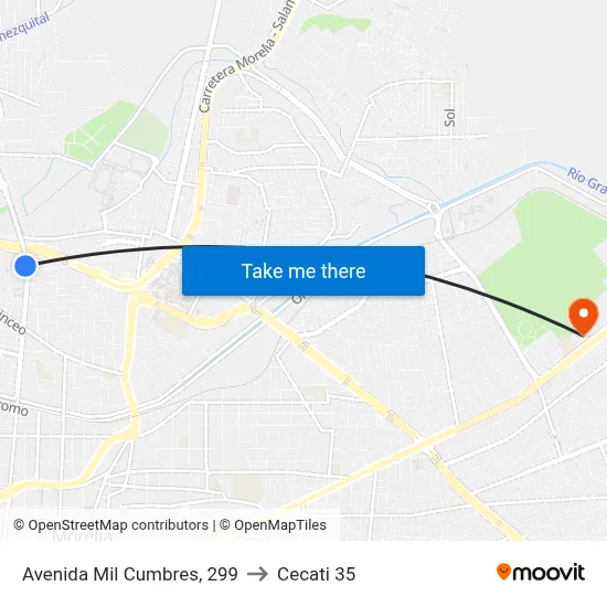 Avenida Mil Cumbres, 299 to Cecati 35 map
