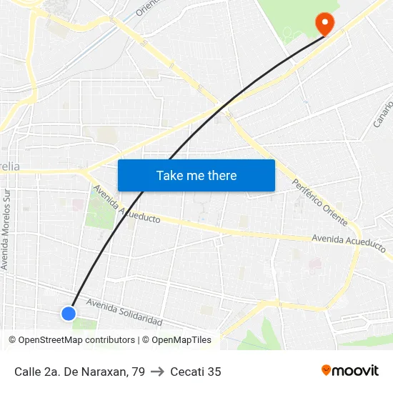Calle 2a. De Naraxan, 79 to Cecati 35 map