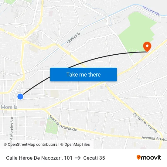 Calle Héroe De Nacozari, 101 to Cecati 35 map
