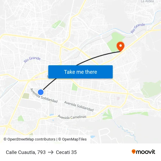 Calle Cuautla, 793 to Cecati 35 map