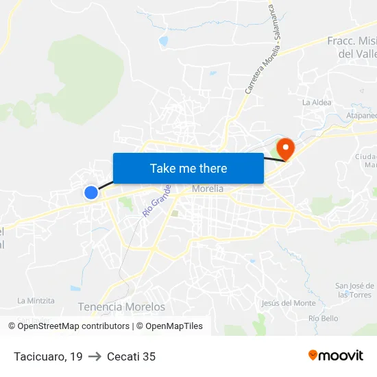 Tacicuaro, 19 to Cecati 35 map