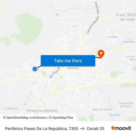 Periférico Paseo De La República, 7300 to Cecati 35 map