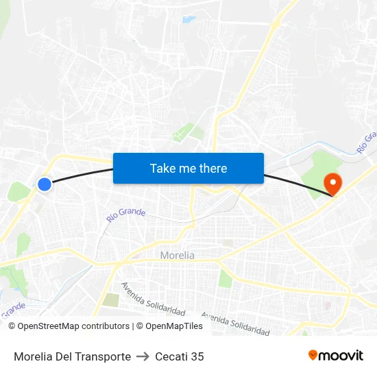 Morelia Del Transporte to Cecati 35 map
