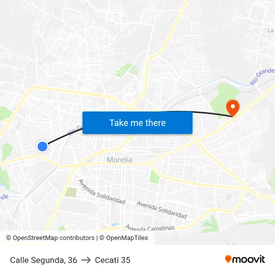 Calle Segunda, 36 to Cecati 35 map