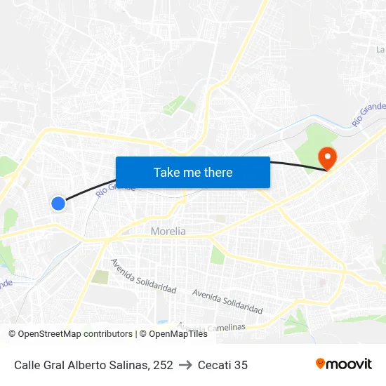 Calle Gral Alberto Salinas, 252 to Cecati 35 map