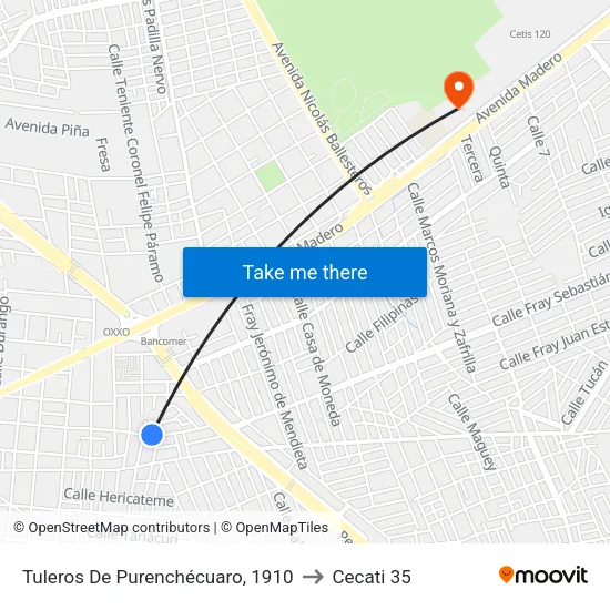 Tuleros De Purenchécuaro, 1910 to Cecati 35 map