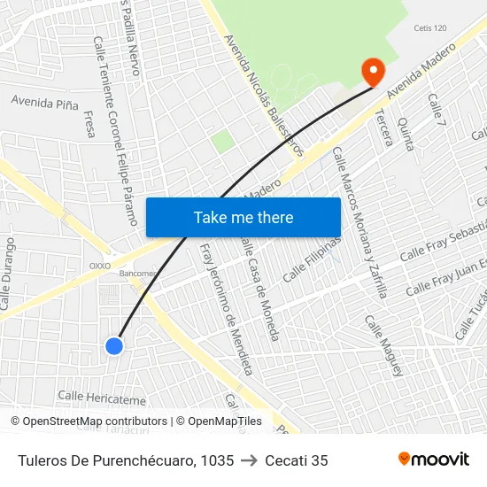 Tuleros De Purenchécuaro, 1035 to Cecati 35 map