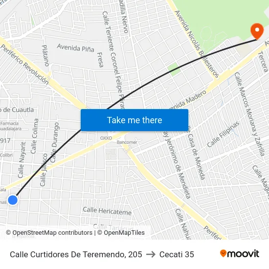 Calle Curtidores De Teremendo, 205 to Cecati 35 map