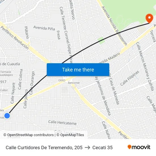 Calle Curtidores De Teremendo, 205 to Cecati 35 map
