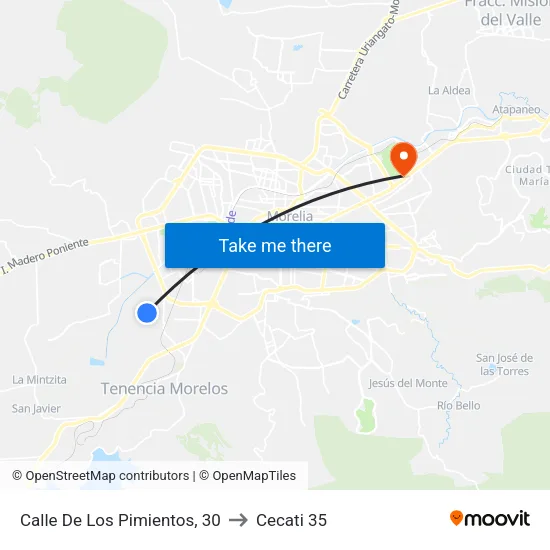 Calle De Los Pimientos, 30 to Cecati 35 map