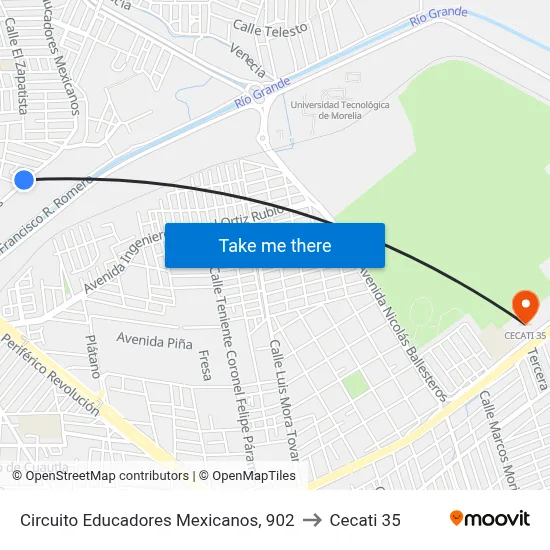 Circuito Educadores Mexicanos, 902 to Cecati 35 map