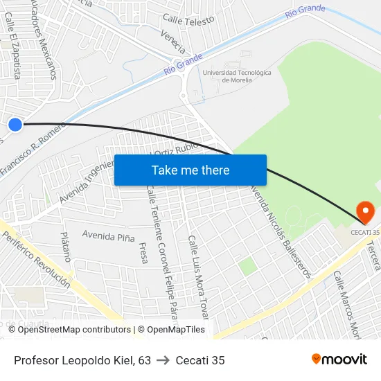 Profesor Leopoldo Kiel, 63 to Cecati 35 map