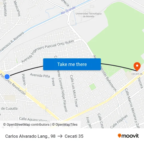 Carlos Alvarado Lang., 98 to Cecati 35 map