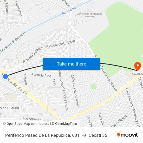 Periférico Paseo De La República, 631 to Cecati 35 map