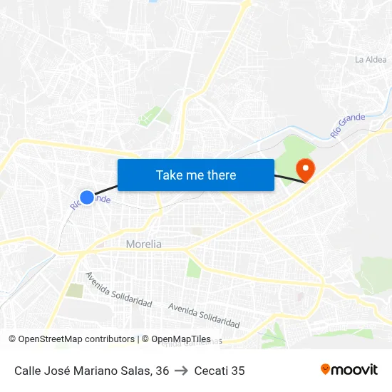 Calle José Mariano Salas, 36 to Cecati 35 map
