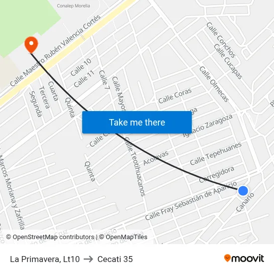 La Primavera, Lt10 to Cecati 35 map