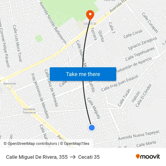 Calle Miguel De Rivera, 355 to Cecati 35 map